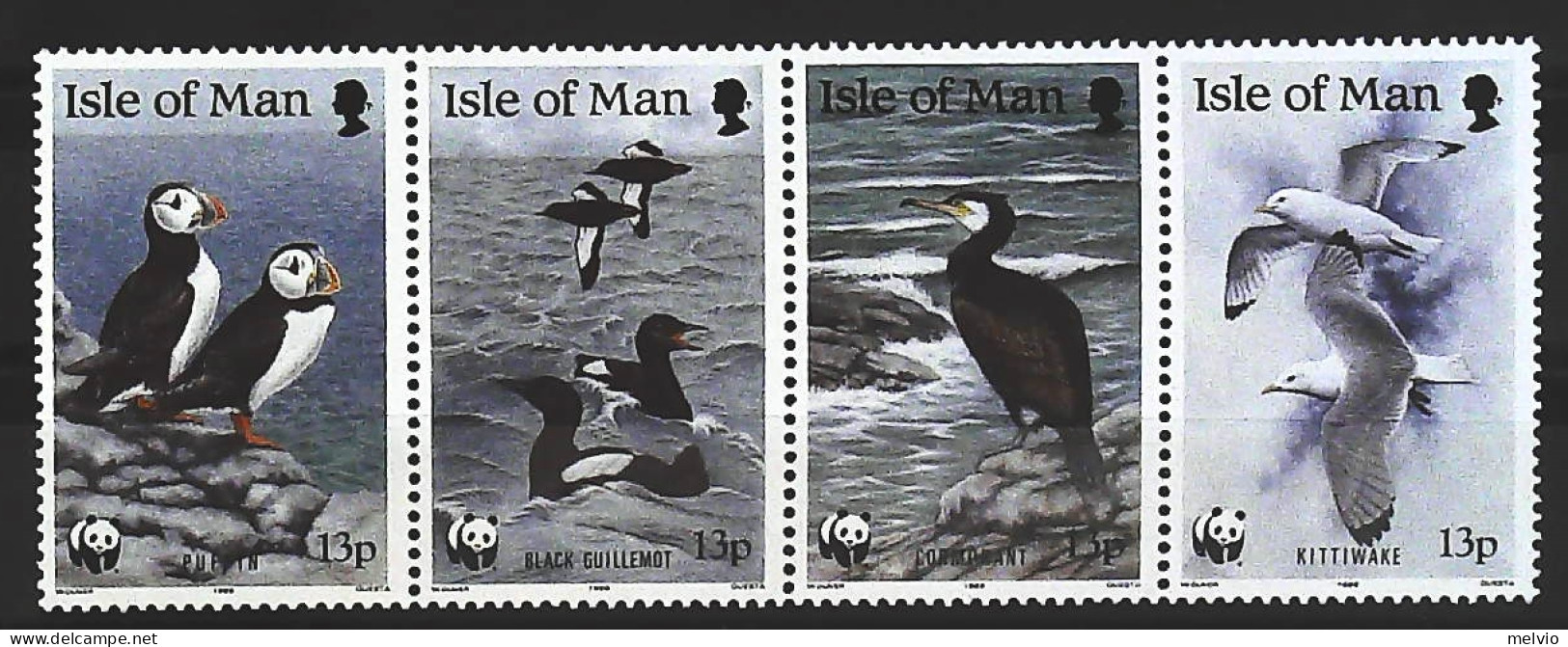 1989-Isola Di Man (MNH=**) Serie 4 Valori WWF Uccelli - Isle Of Man