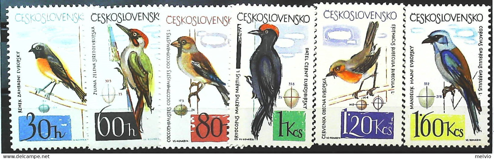1964-Cecoslovacchia (MNH=**) Serie 6 Valori Uccelli - Sonstige & Ohne Zuordnung