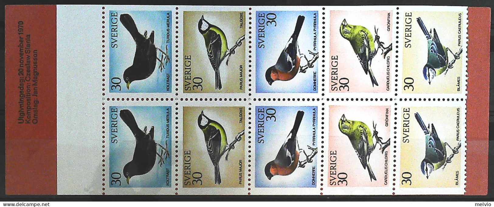 1970-Svezia (MNH=**) Libretto 10 Valori Uccelli - Andere & Zonder Classificatie