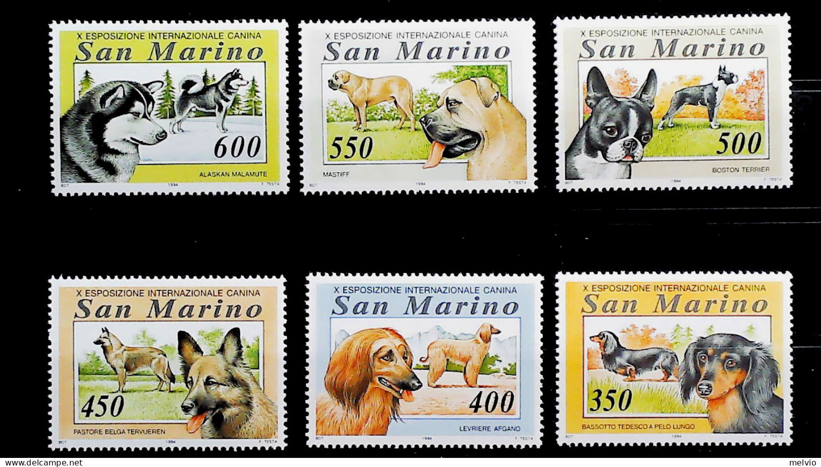 1994-San Marino (MNH=**) Serie 6 Valori Cani - Nuovi