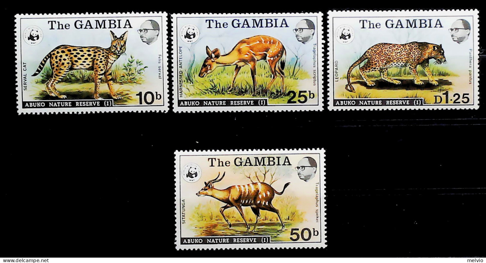 1976-Gambia (MNH=**) Serie 4 Valori WWF Antilope Giaguaro - Gambie (1965-...)