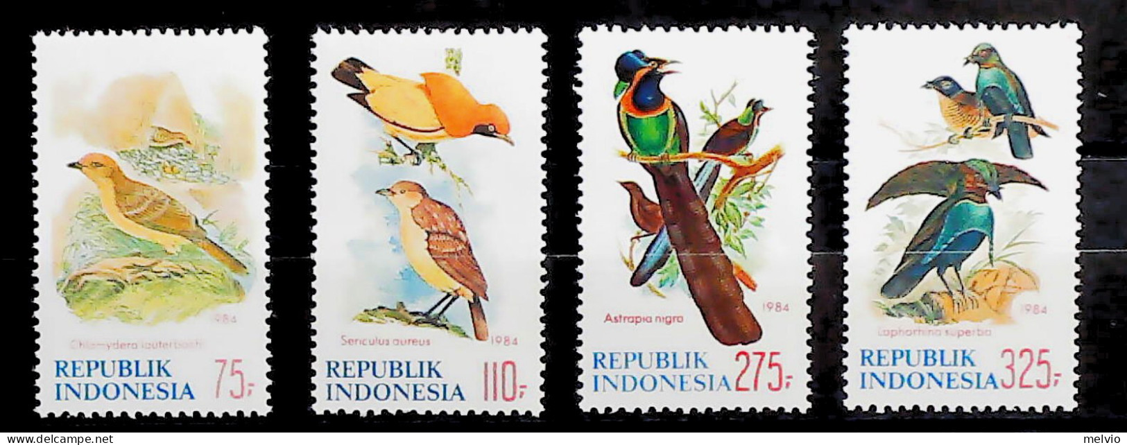 1984-Indonesia (MNH=**) Serie 4 Valori Uccelli - Indonesien