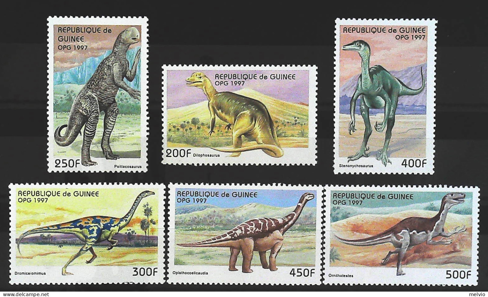 1997-Guinea (MNH=**) Serie 6 Valori Animali Preistorici - Guinée (1958-...)