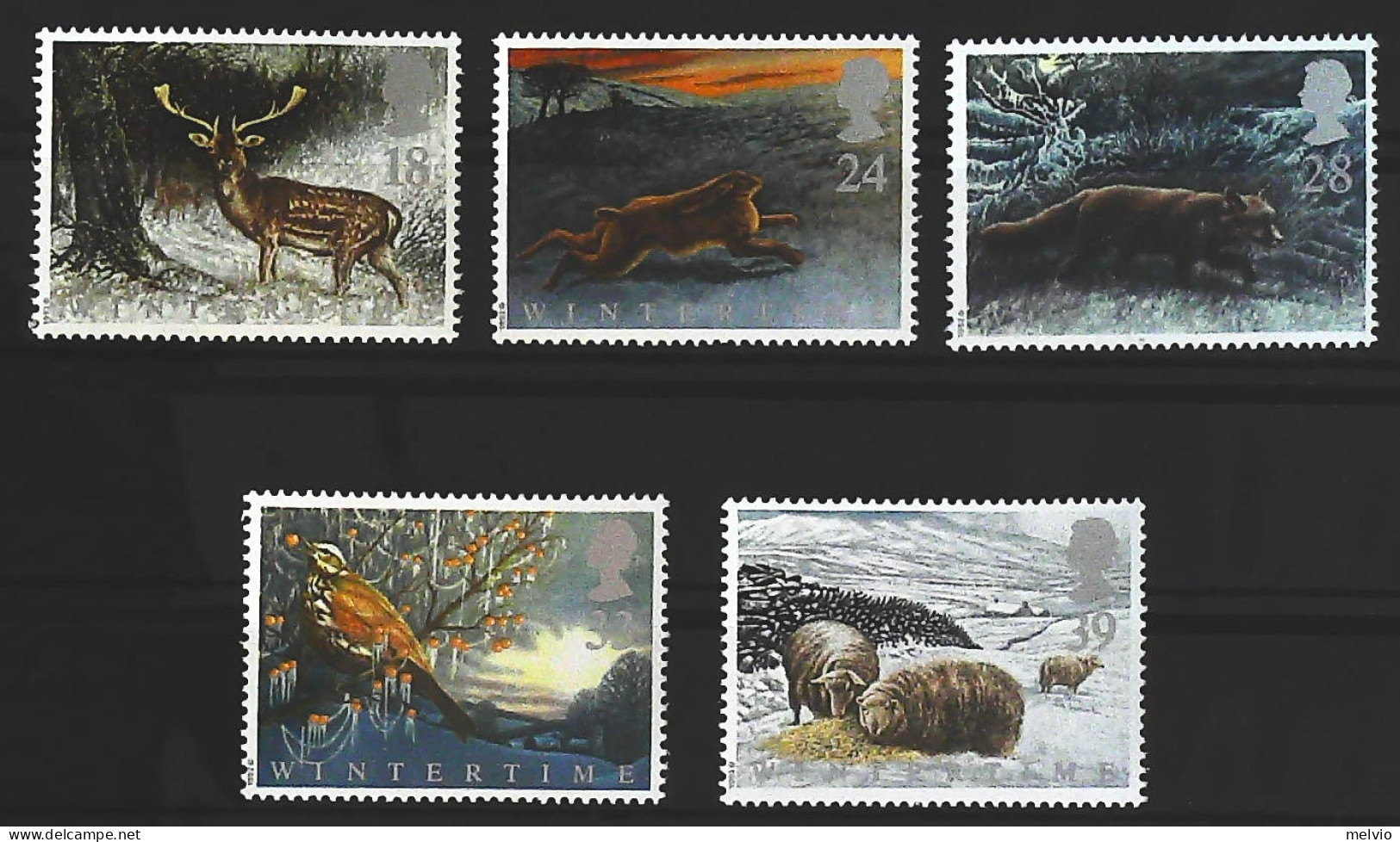 1992-Gran Bretagna (MNH=**) Serie 5 Valori Fauna Locale Pecore Volpe Cervo Uccel - Nuevos