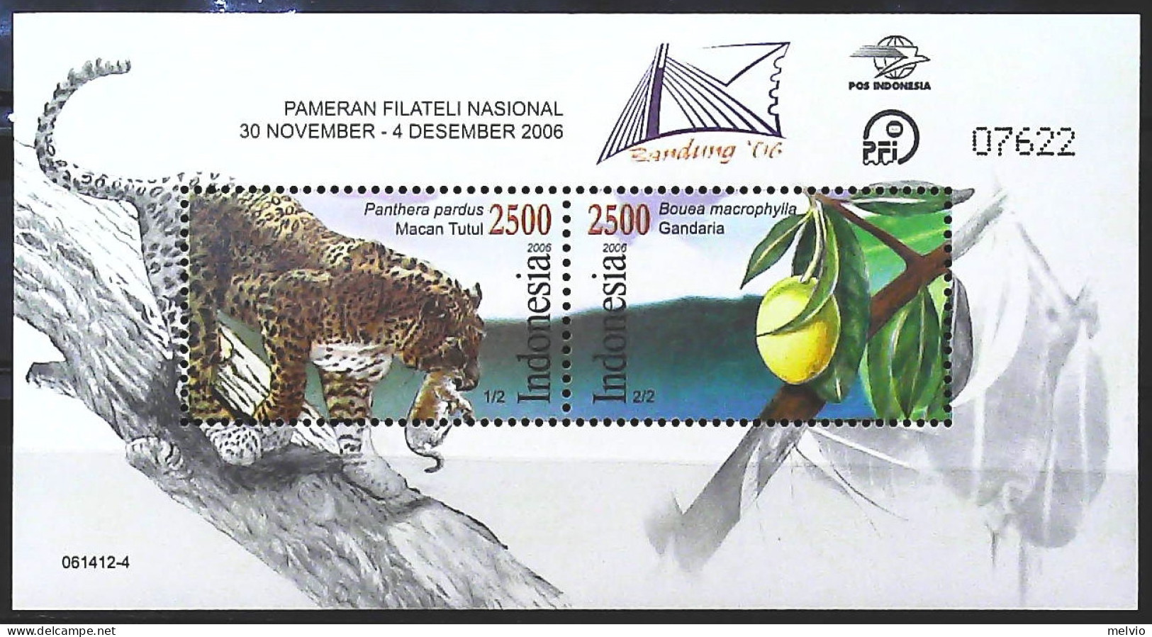 2006-Indonesia (MNH=**) Foglietto 2 Valori Frutta Leopardo - Indonesia