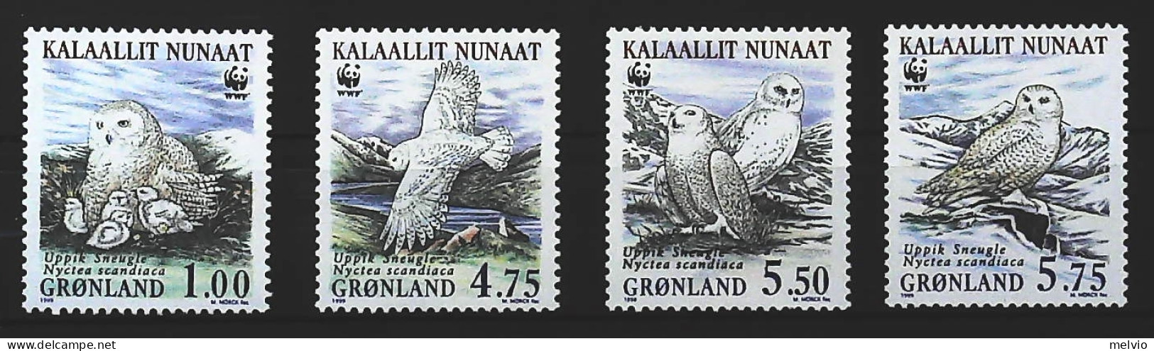 1999-Groenlandia (MNH=**) Serie 4 Valori WWF Uccelli Artici - Neufs