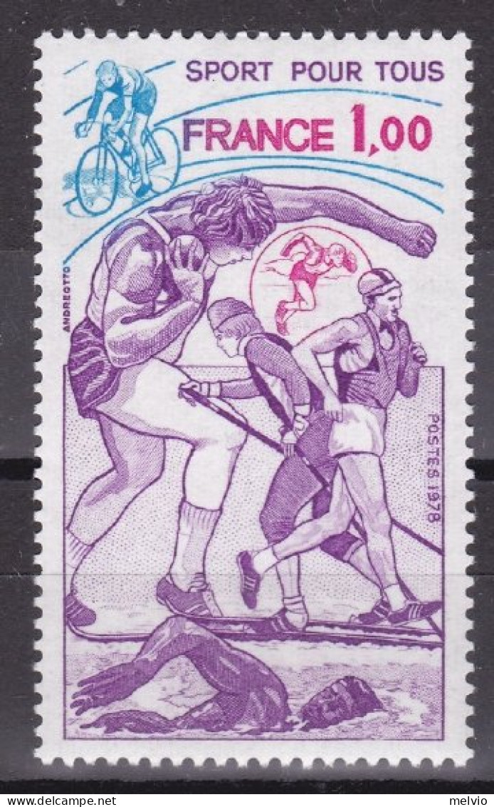 1978-Francia (MNH=**) S.1v. "Sport Per Tutti" - Nuovi