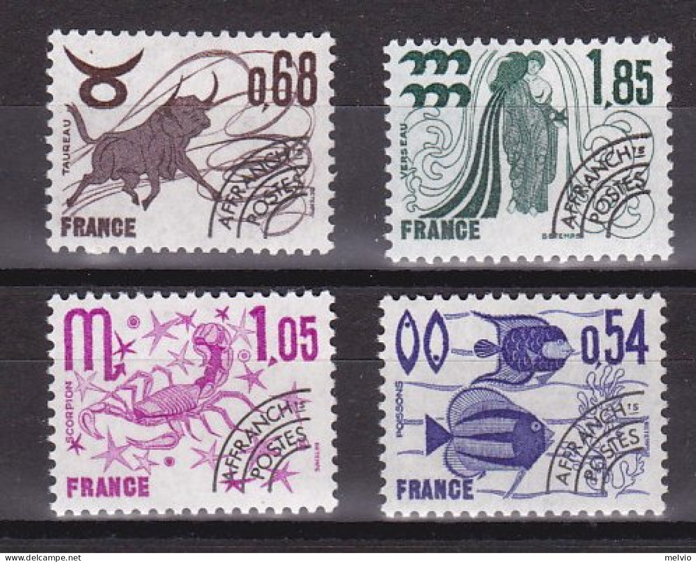 1977-Francia (MNH=**) Preannullati S.4v."Segni Dello Zodiaco" - Unused Stamps
