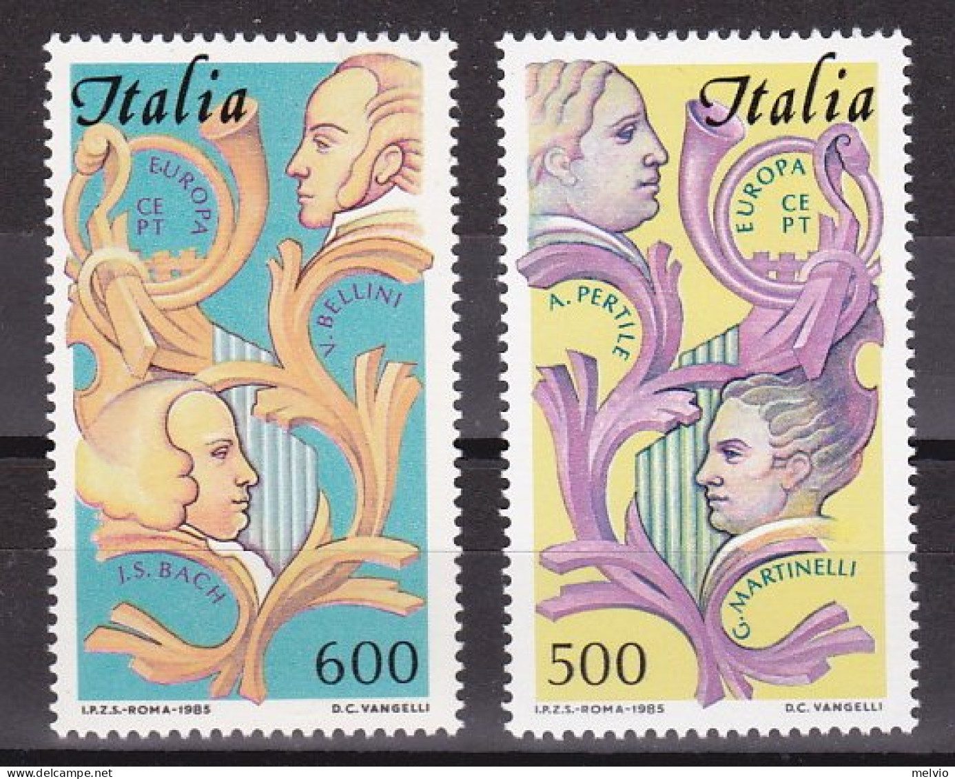 1985-Italia (MNH=**) S.2v."Europa,anno Dedicato Alla Musica" - 1946-60: Mint/hinged