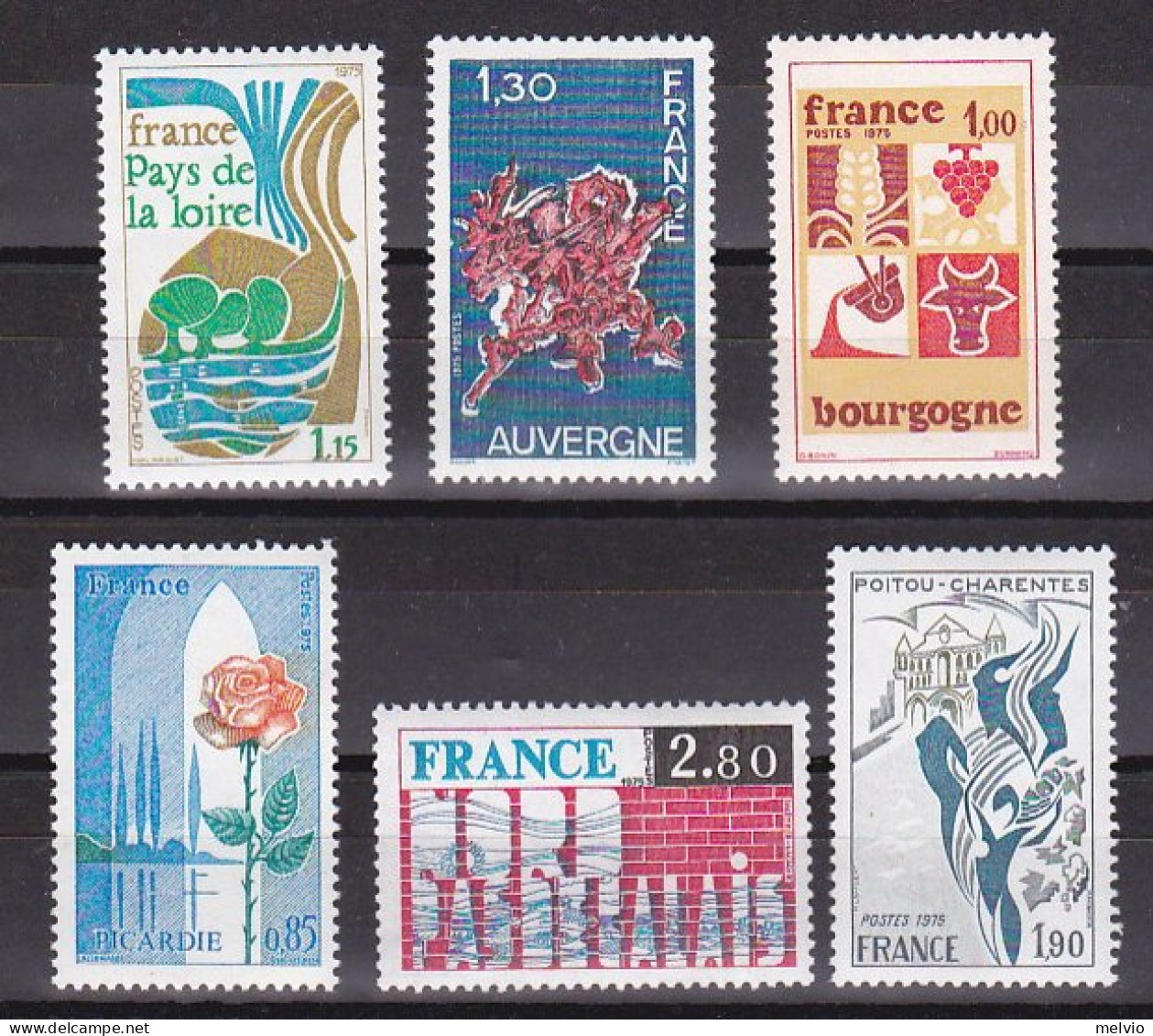 1975-Francia (MNH=**) S.6v."Le Regioni Francesi" - Nuevos
