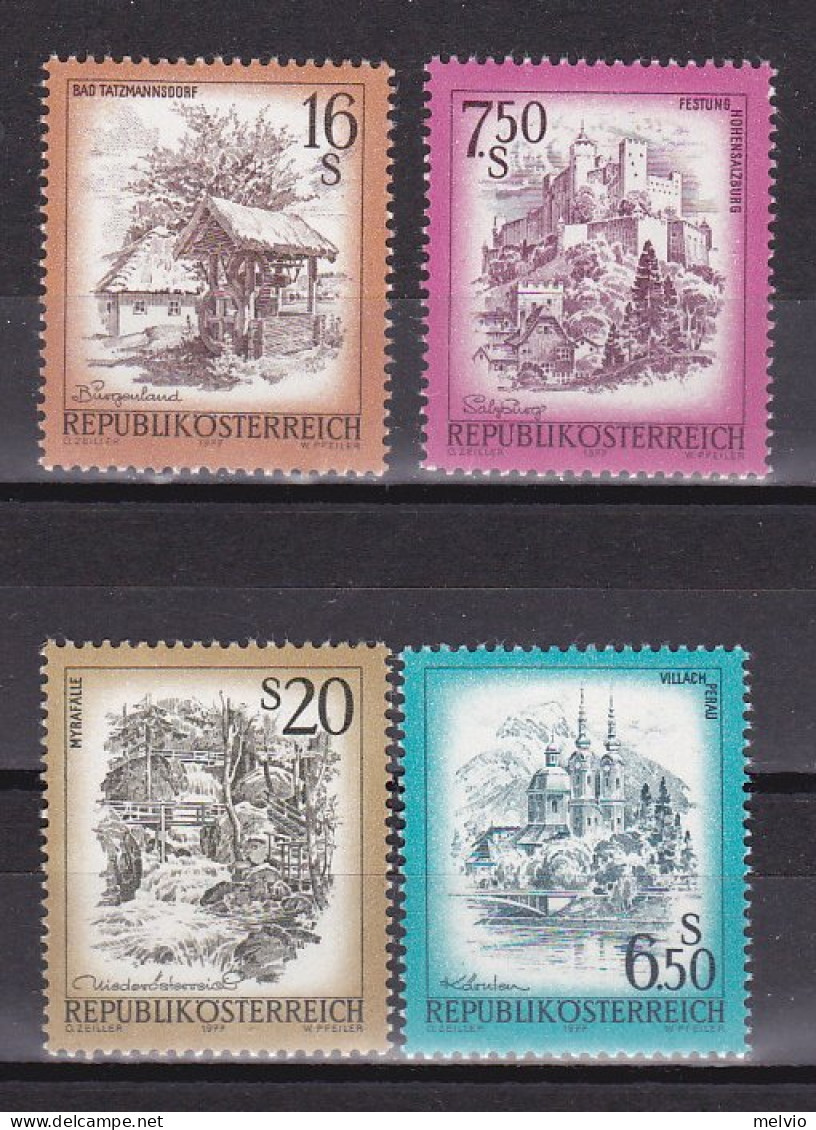 1977-Austria (MNH=**) S.4v."Paesaggi" Cat.Unificato Euro 13 - Unused Stamps