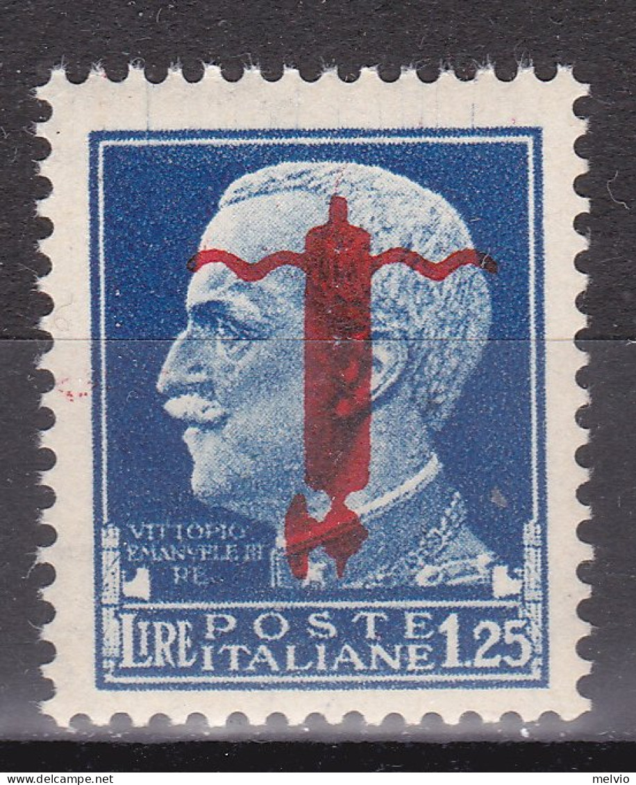 1944-Italia (MNH=**) RSI Esemplare Da L.1,25 Con Soprastampa Fascio Capovolto - Neufs