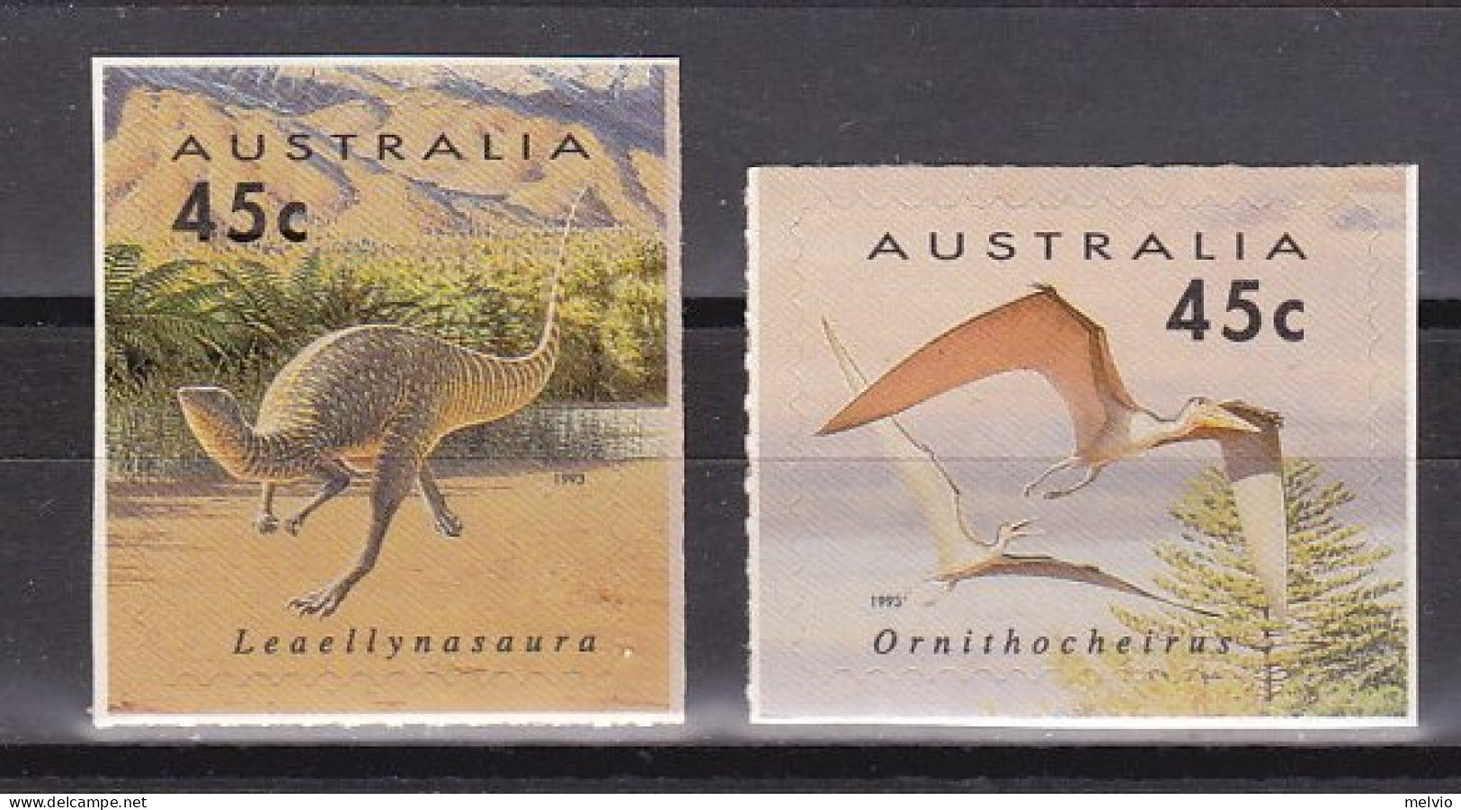 1993-Australia (MNH=**) S.2v."Dinosauri" Self Adesivi - Sonstige & Ohne Zuordnung
