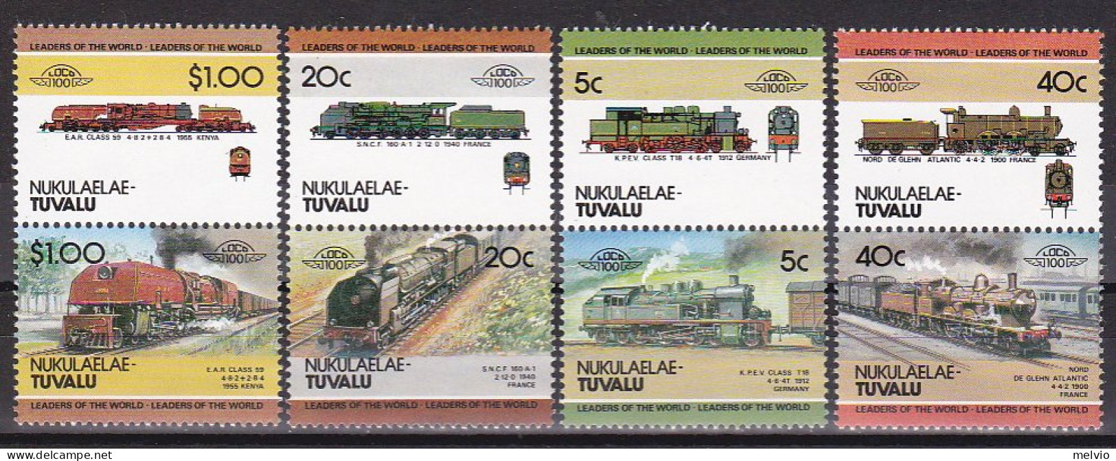 1986-Nukulaelae Tuvalu (MNH=**) S.8v."Locomotive" - Tuvalu (fr. Elliceinseln)