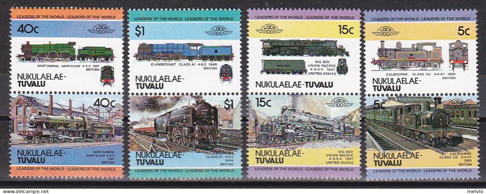 1985-Nukulaelae Tuvalu (MNH=**) S.8v."Locomotive" - Tuvalu