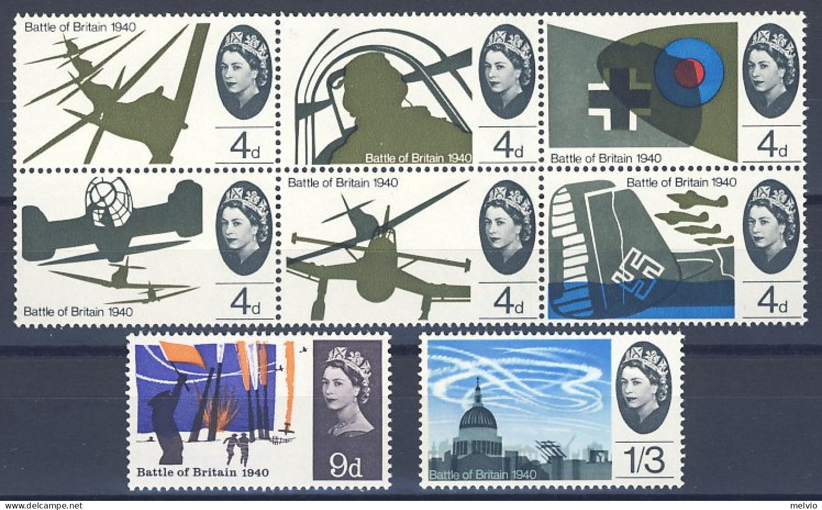 1965-Gran Bretagna (MNH=**) S.8v."25 Anniversario Della Battaglia D'Inghilterra" - Unused Stamps