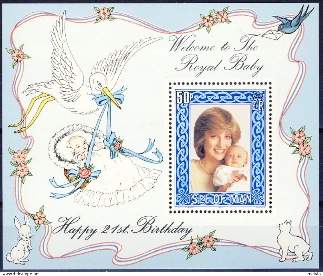 1982-Isola Di Man (MNH=**) Foglietto S.1v."Compleanno Della Principessa Diana,na - Isle Of Man