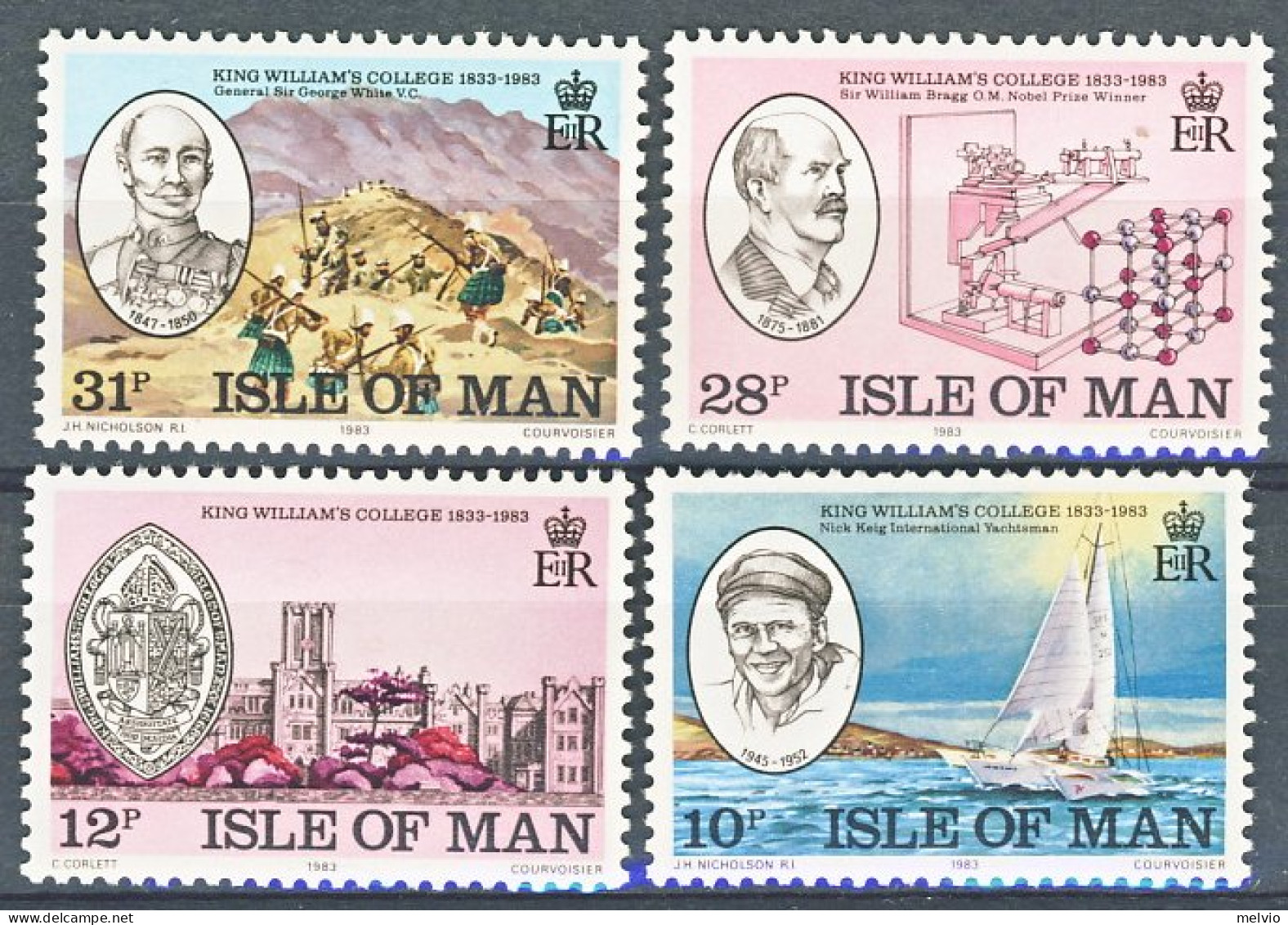 1983-Isola Di Man (MNH=**) S.4v."150° Anniversario Del Collegio King William" - Man (Eiland)