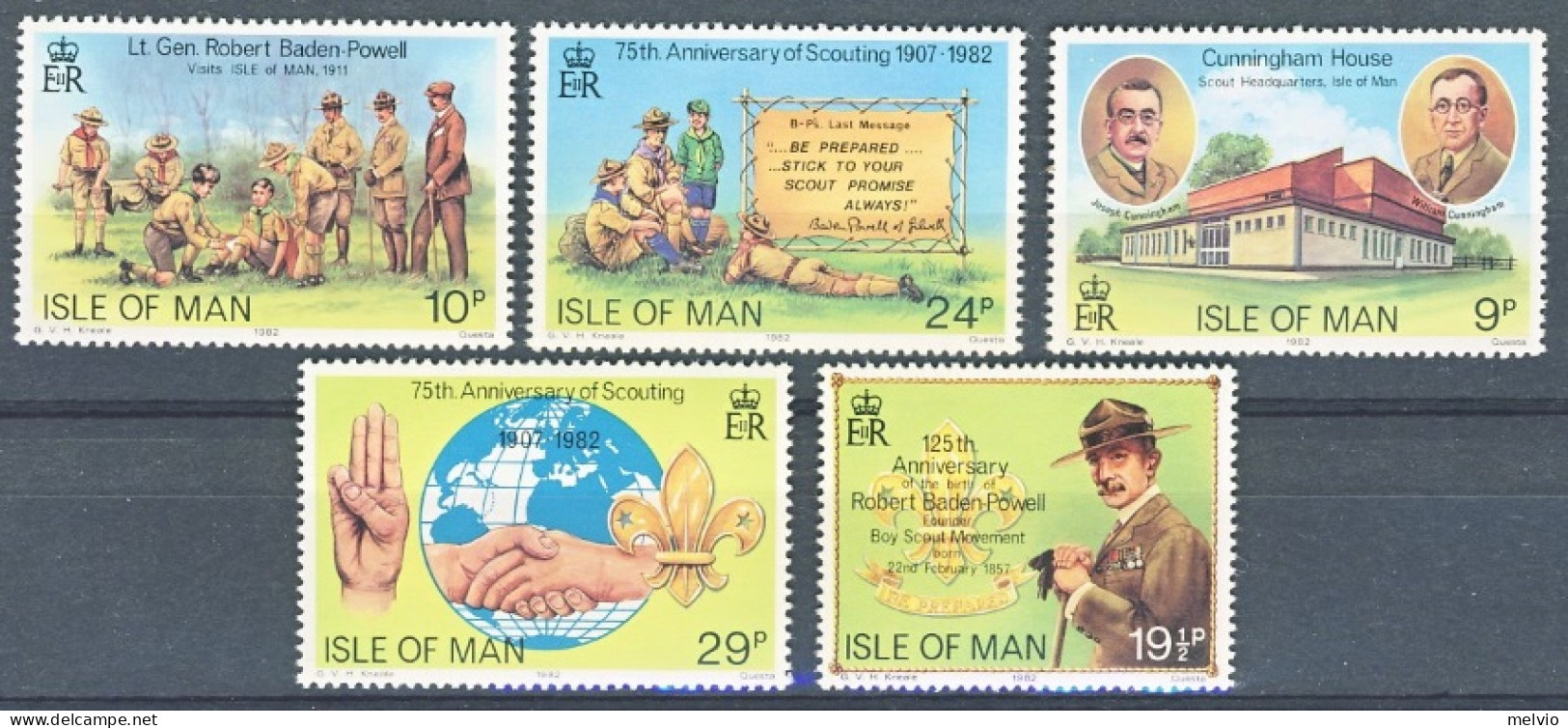 1982-Isola Di Man (MNH=**) S.5v."Scouts 75° Anniversario" - Isle Of Man