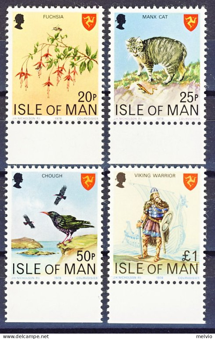 1978-Isola Di Man (MNH=**) S.4v."Flora Fauna Guerriero Vichingo" - Man (Eiland)