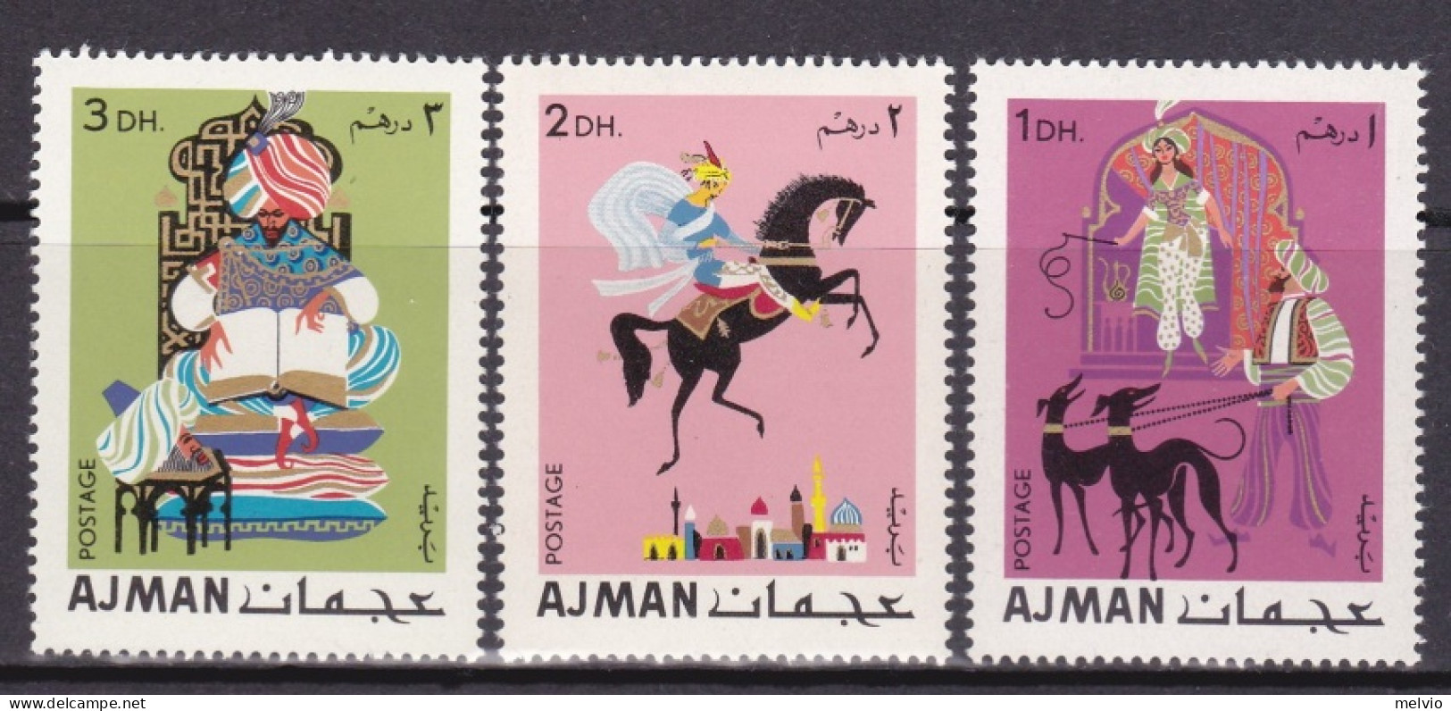 1967-Ajman (MNH=**) Tre Valori "Aladino E La Lampada Magica" - Ajman