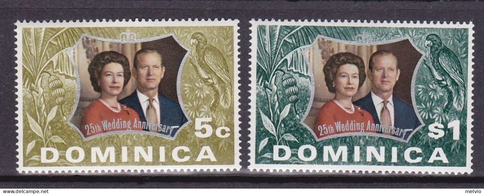 1972-Dominica (MNH=**) S.2v."25 Anniversario Nozze D'argento Elisabetta II" - Dominique (1978-...)