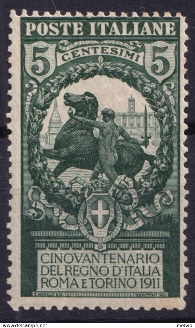 1911- 50^ UNITA' D'ITALIA C.5 Nuovo Traccia Linguella - Ungebraucht