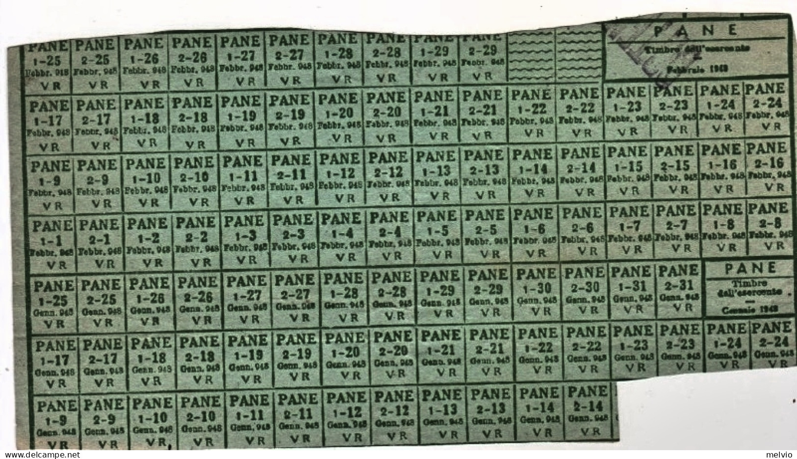 1948-TESSERA ANNONARIA PANE Rilasciata Verona Parzialmente Utilizzata - Membership Cards
