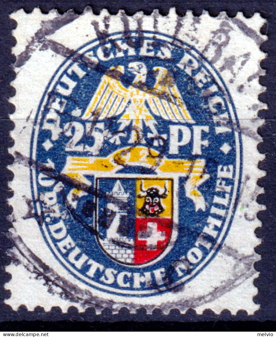 1929 GERMANIA REICH Stemmi Regionali P.25 + 10 Usato  - Oblitérés