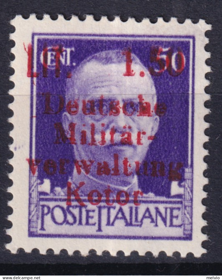 1944-CATTARO Occupazione Tedesca Imperiale Sopr. L.1,50/c.50 (Sass 3) Nuovo Trac - Occ. Allemande: Cattaro