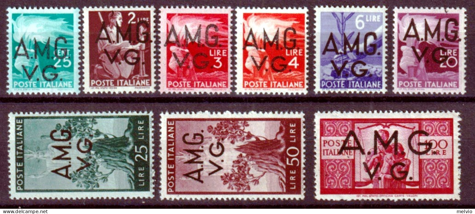 1945-AMG-VG (MNH=**) Serie Democratica 9v.soprastampati - Neufs