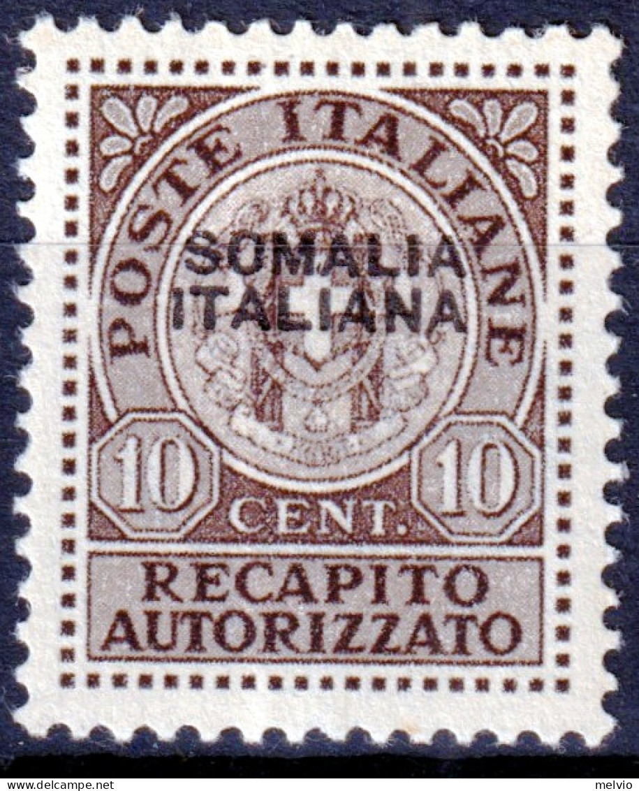 1939 (MNH=**) SOMALIA Recapito Autorizzato C.10 Nuovo Gomma Originale Ed Integra - Somalie