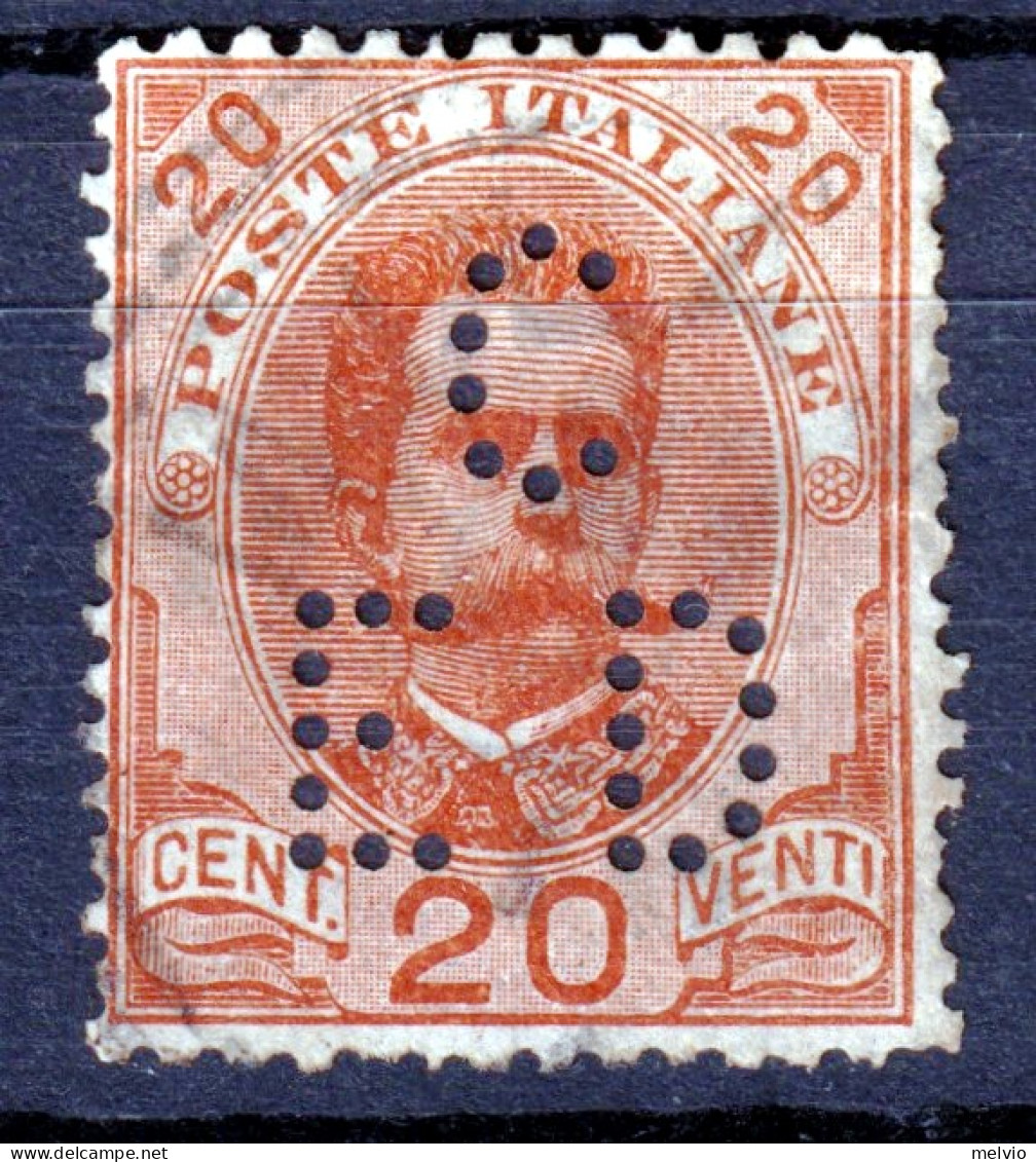 1891 Circa PERFIN C/ED Su Umberto I Effigiec.20 Usato - Oblitérés