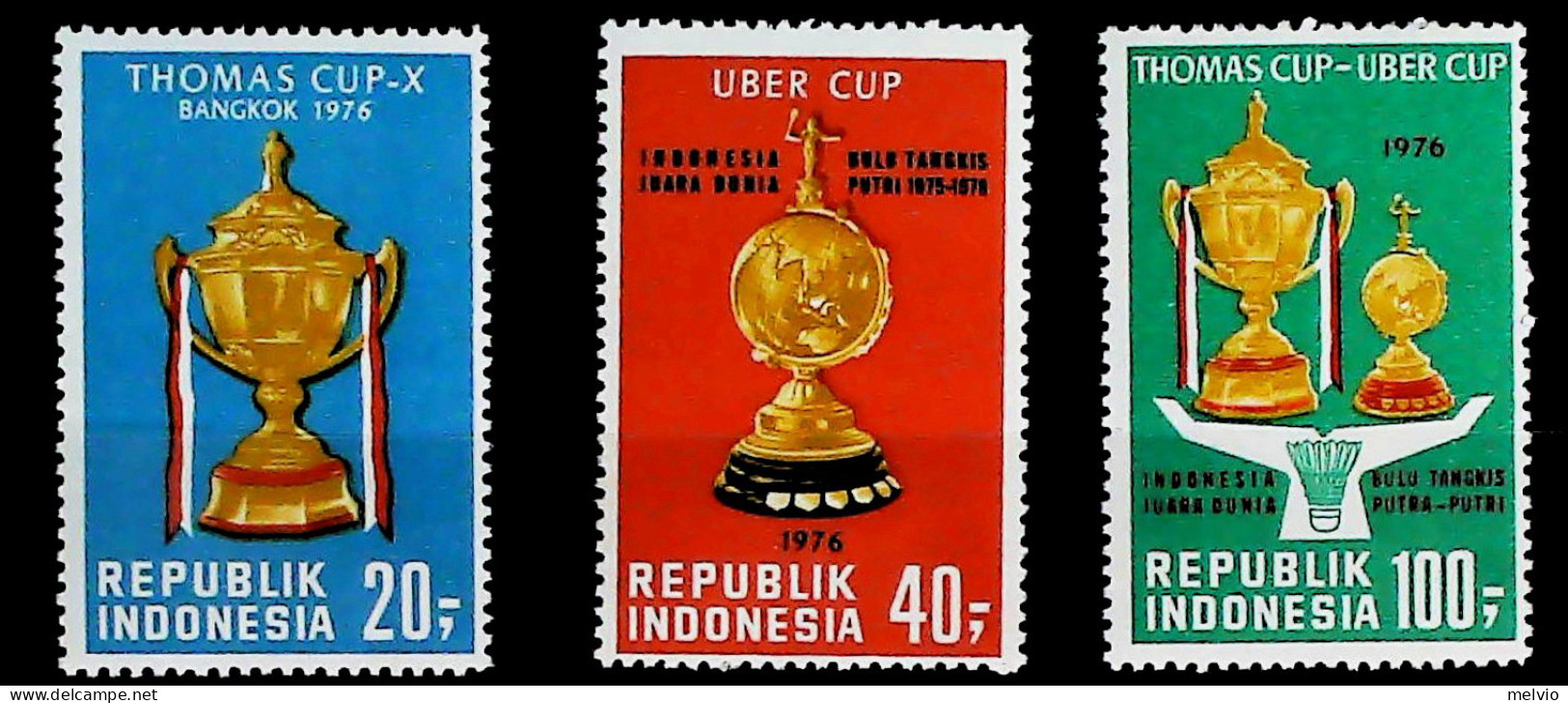 1976-Indonesia (MNH=**) Serie 3 Valori Thomas Cup Badminton - Indonesien