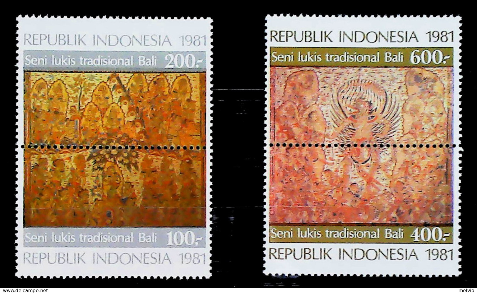 1981-Indonesia (MNH=**) 2 Serie 4 Valori Pitture - Indonesia