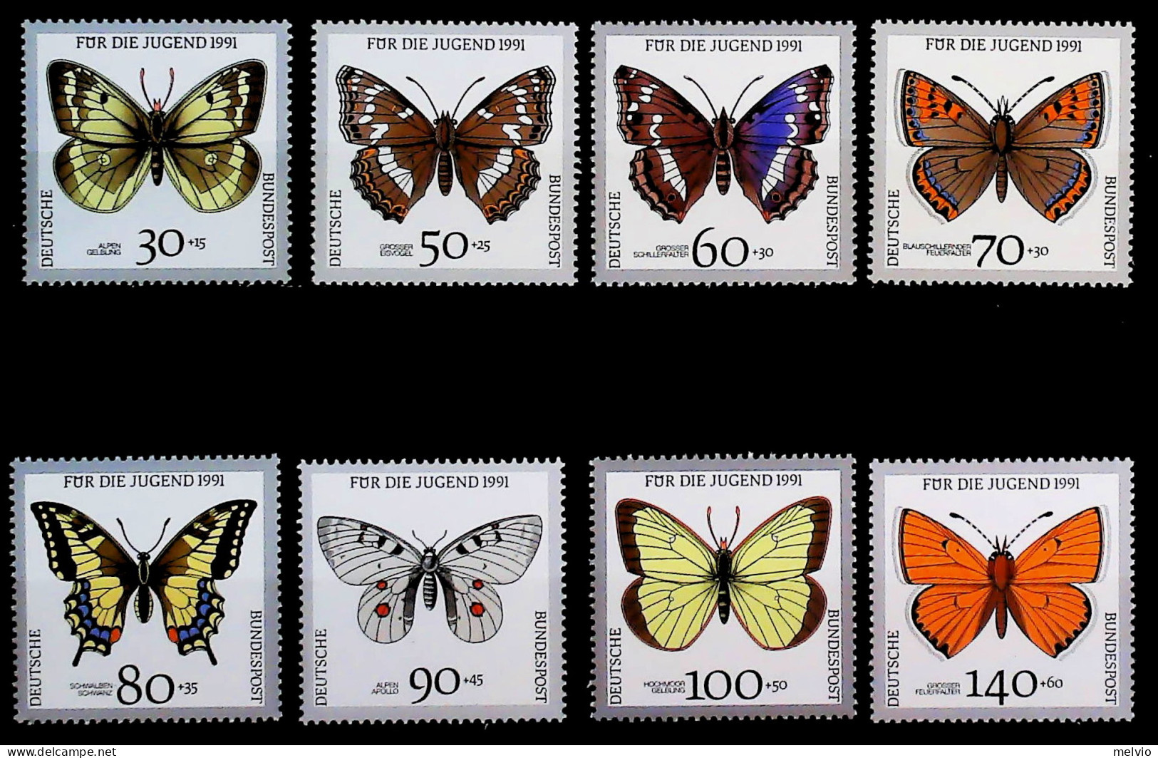 1991-Germania (MNH=**) Serie 8 Valori Farfalle - Autres & Non Classés