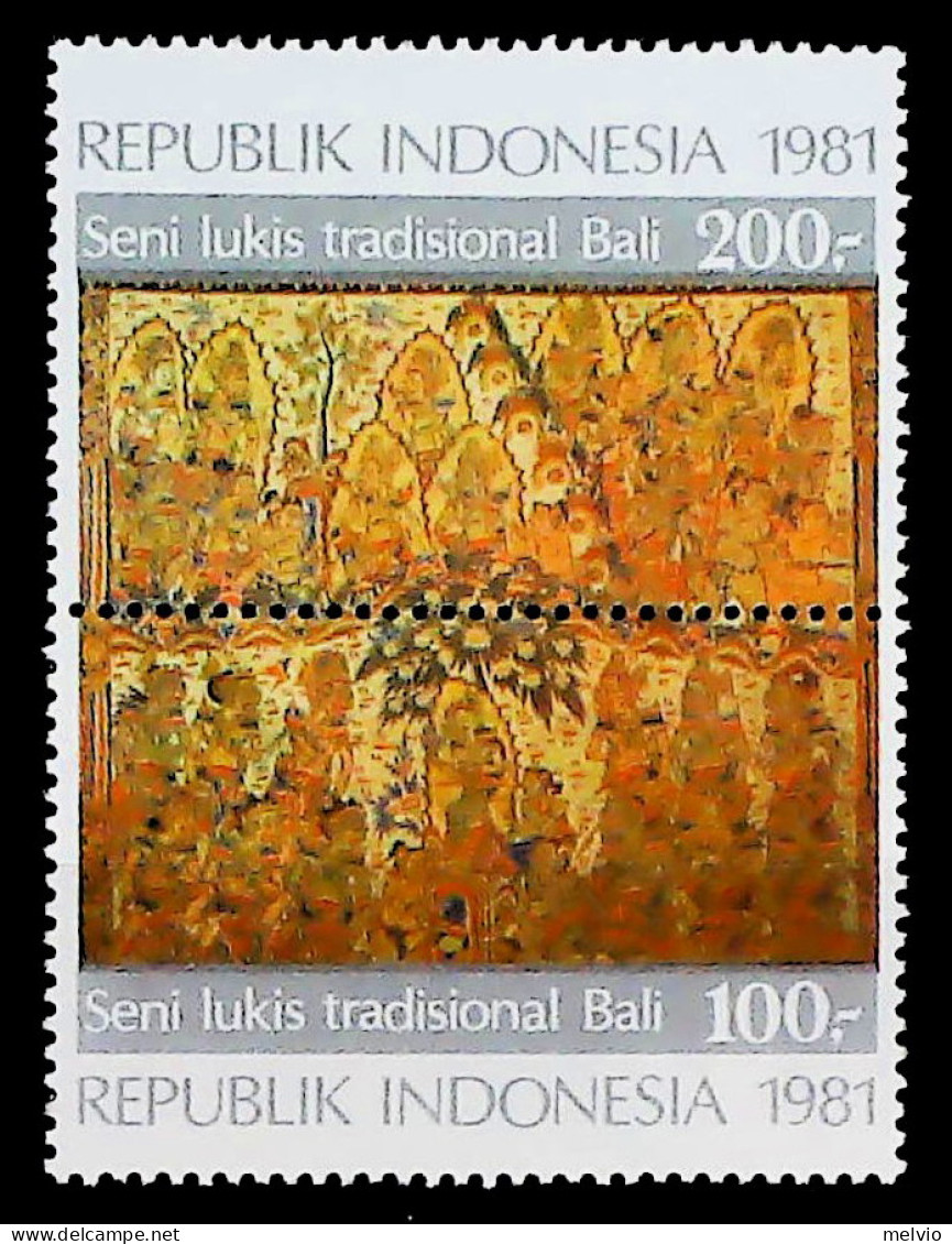 1981-Indonesia (MNH=**) Serie 2 Valori Pitture Tradizionali1 - Indonesien