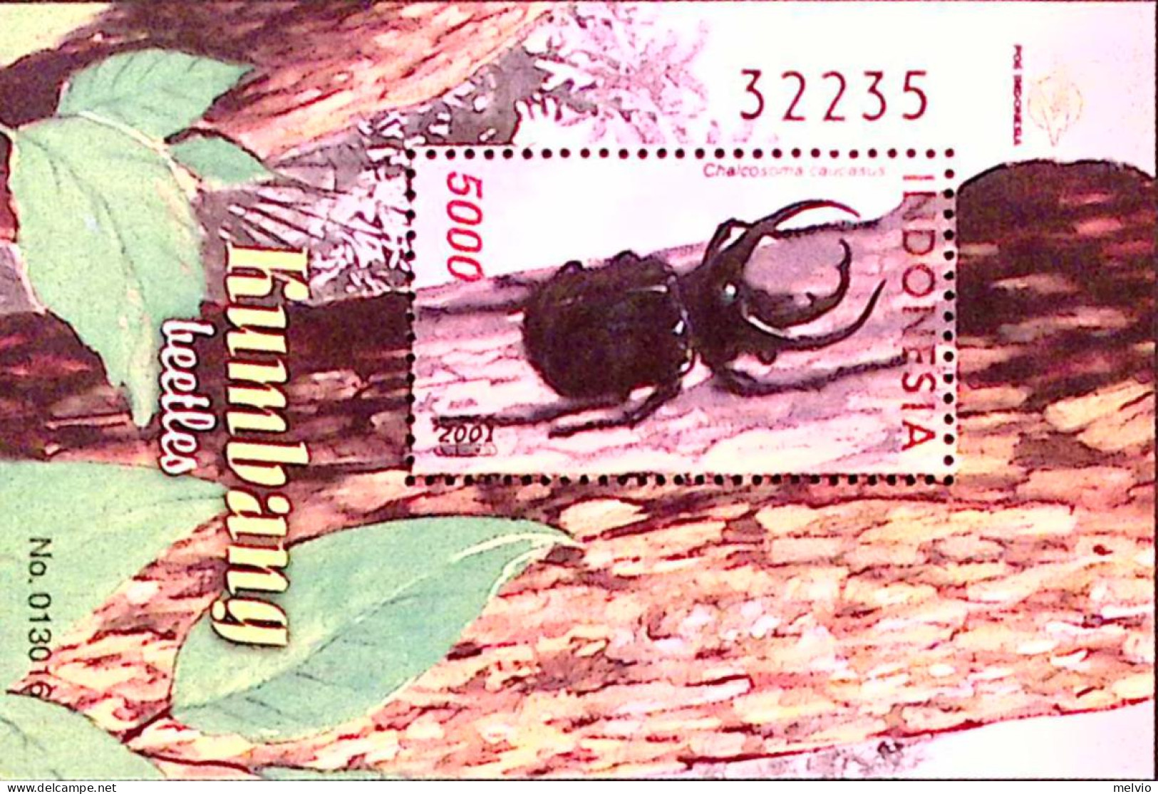 2001-Indonesia (MNH=**) Foglietto 1 Valore Coleottero Cervo Volante - Indonesien