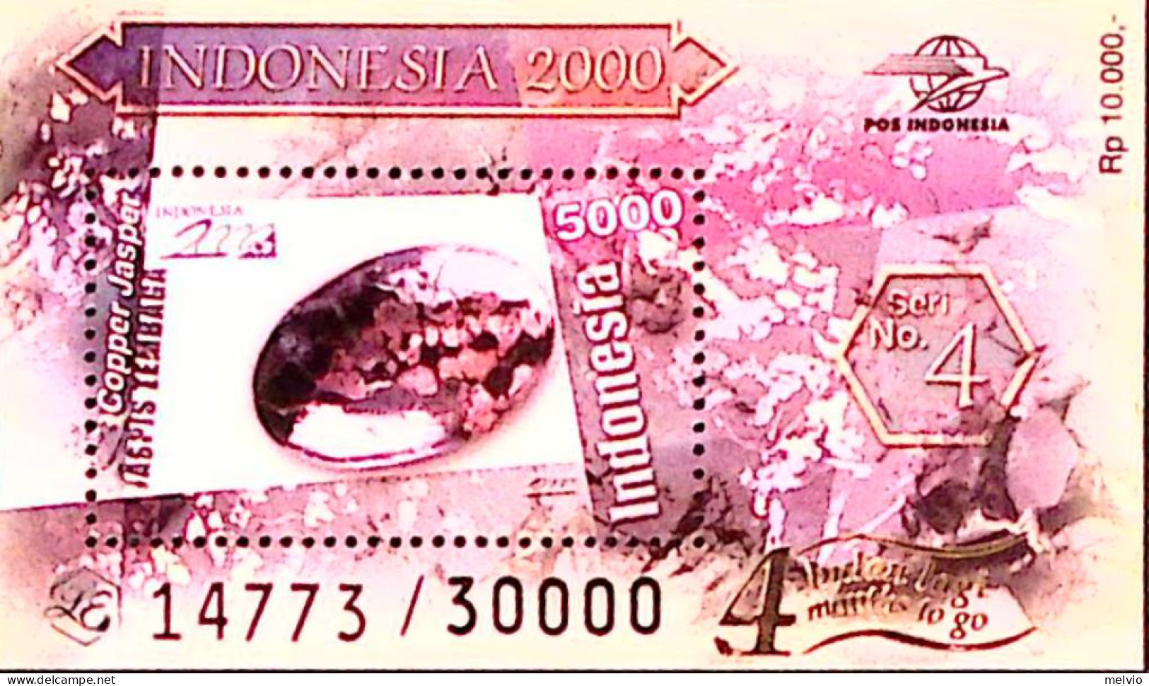 2000-Indonesia (MNH=**) Foglietto 1 Valore Minerale - Indonesië