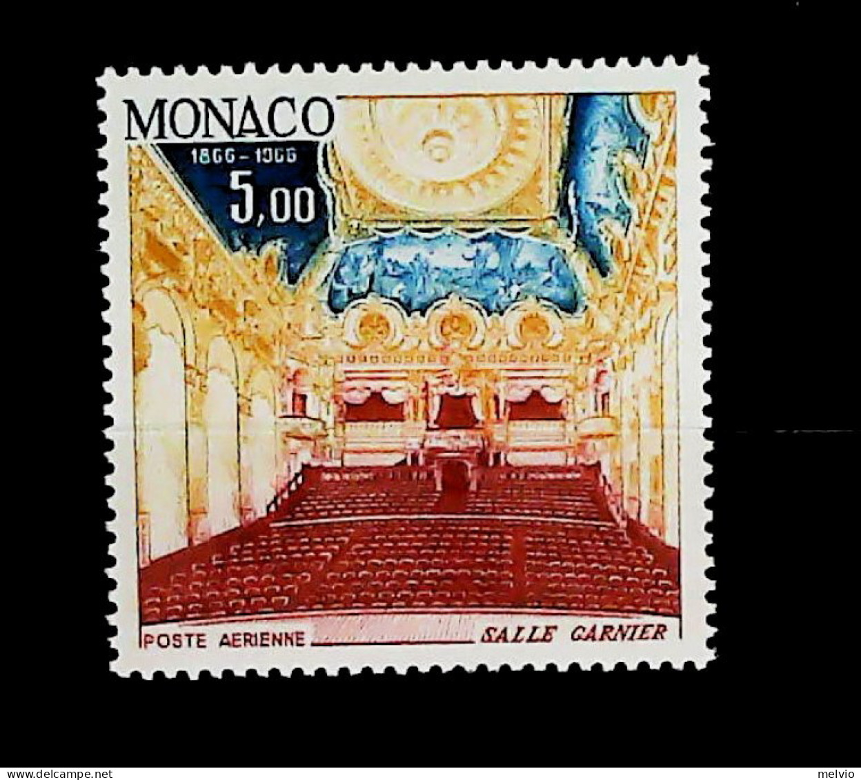 1966-Monaco (MNH=**) Posta Aerea 5fr. Sala Garnier Teatro - Autres & Non Classés