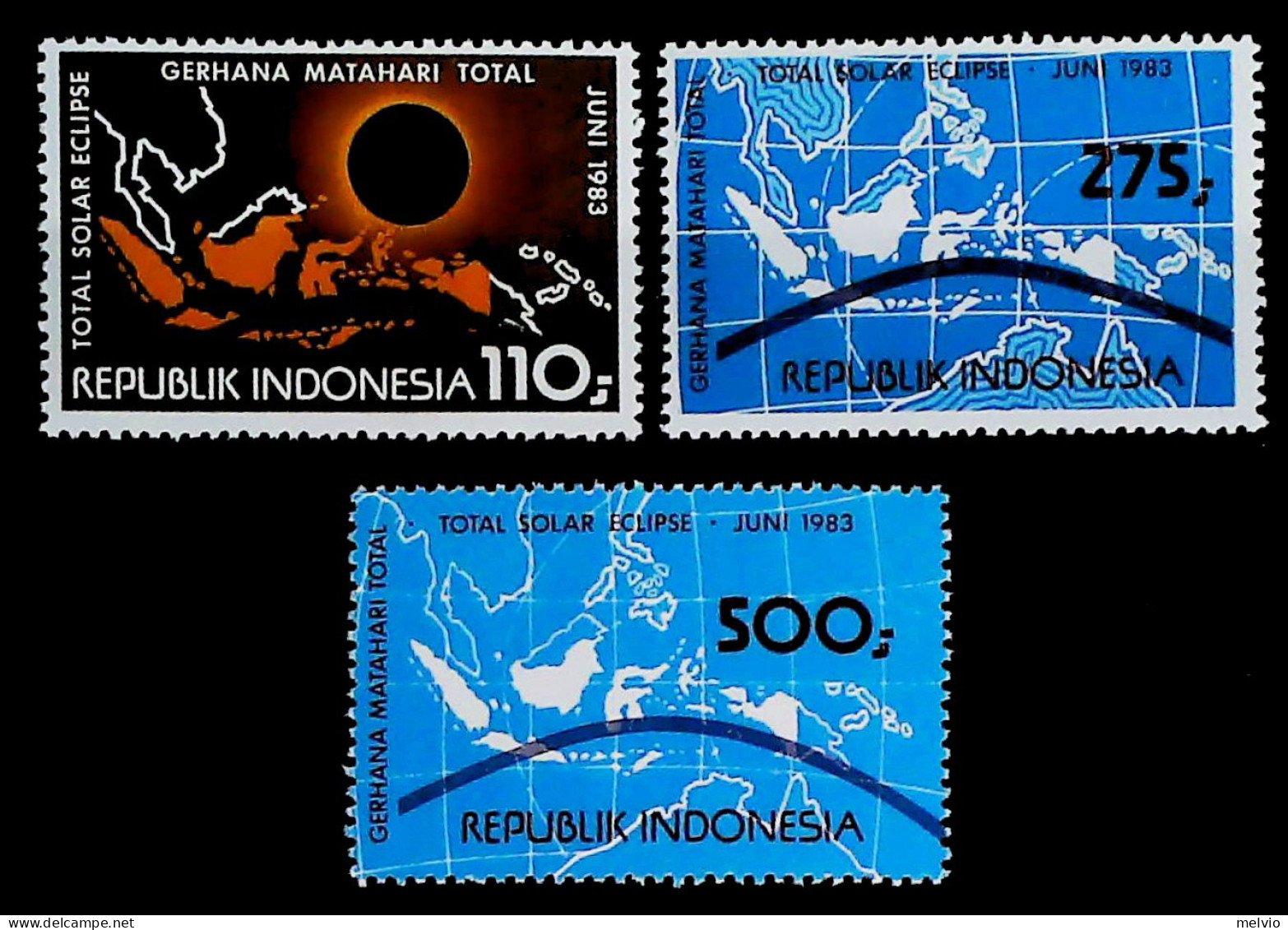 1983-Indonesia (MNH=**) 3 Valori Eclisse - Indonesia