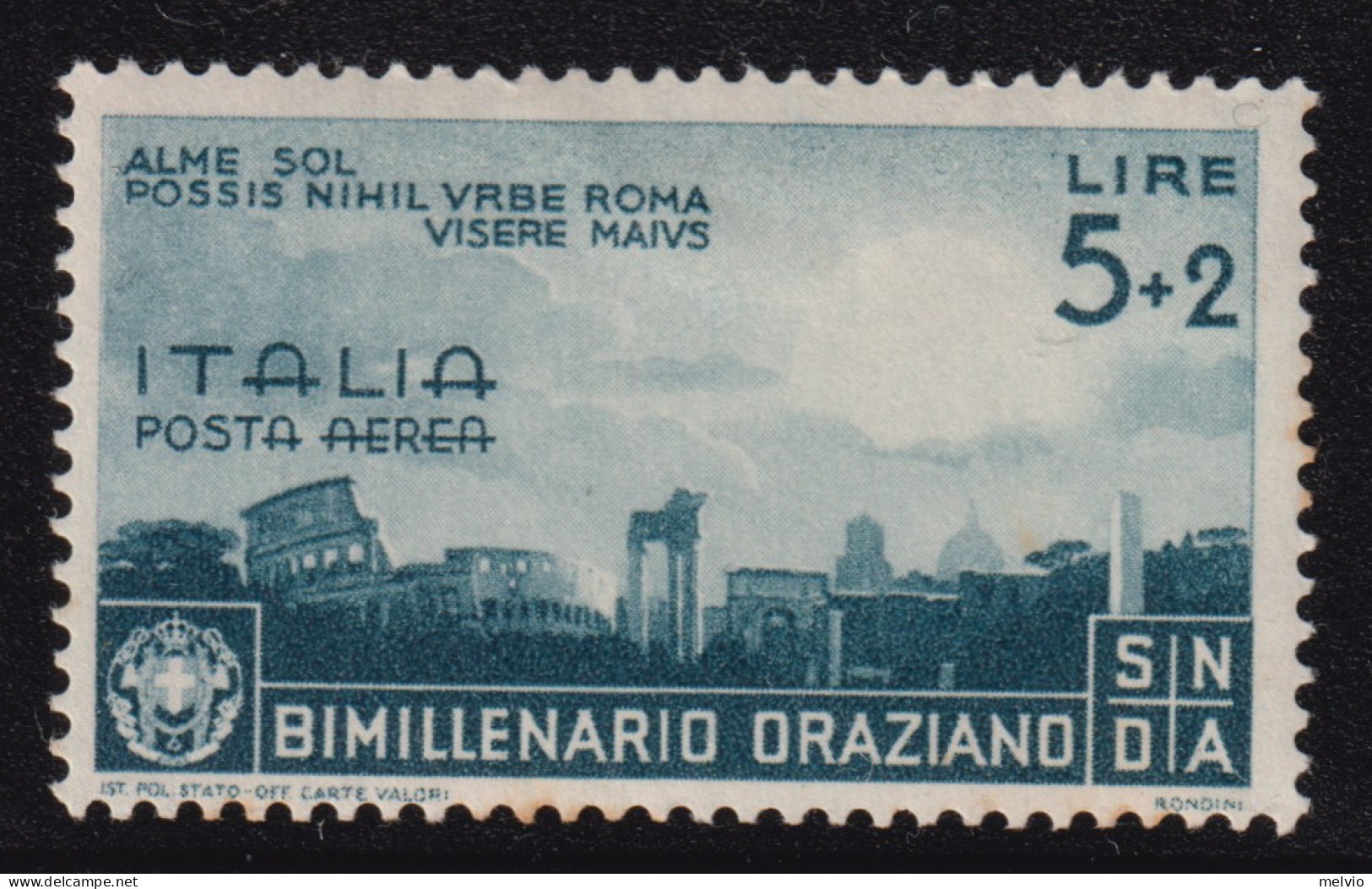 1936-Italia (MNH=**) Posta Aerea L.5+2 Bimillenario Orazio (P.A. 99)5 - Ungebraucht