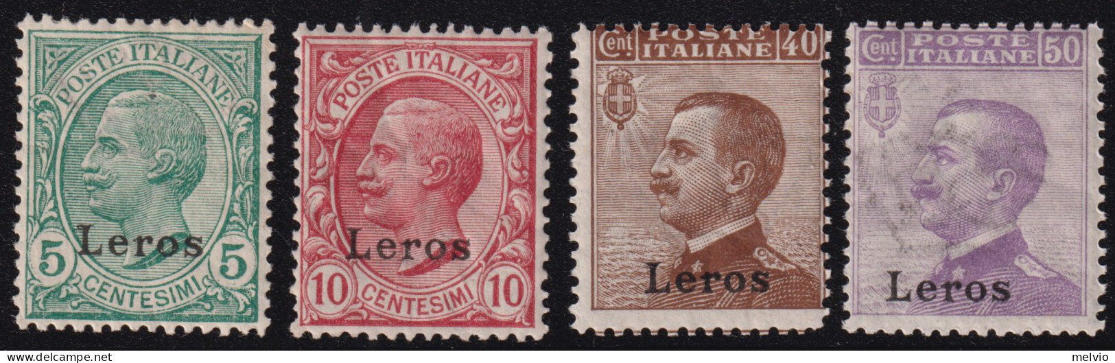 1912-Lero (MNH=**) Mix 4 Valori Non Linguellati - Egée (Lero)