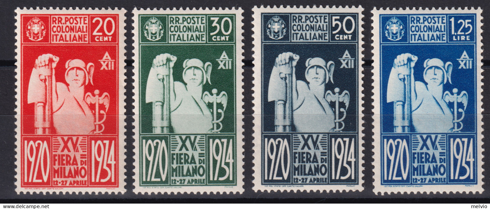 1934-Emissioni Generali (MNH=**) Serie 4 Valori Fiera Di Milano (42/5) - Amtliche Ausgaben