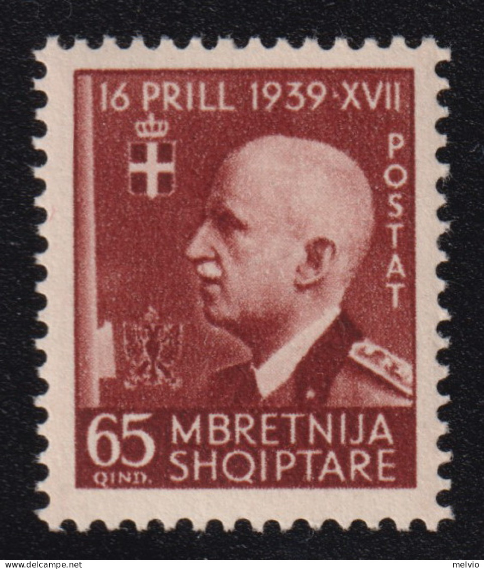 1942-Albania Occupazione Italiana (MNH=**) 65q.bruno Rosso - Albania
