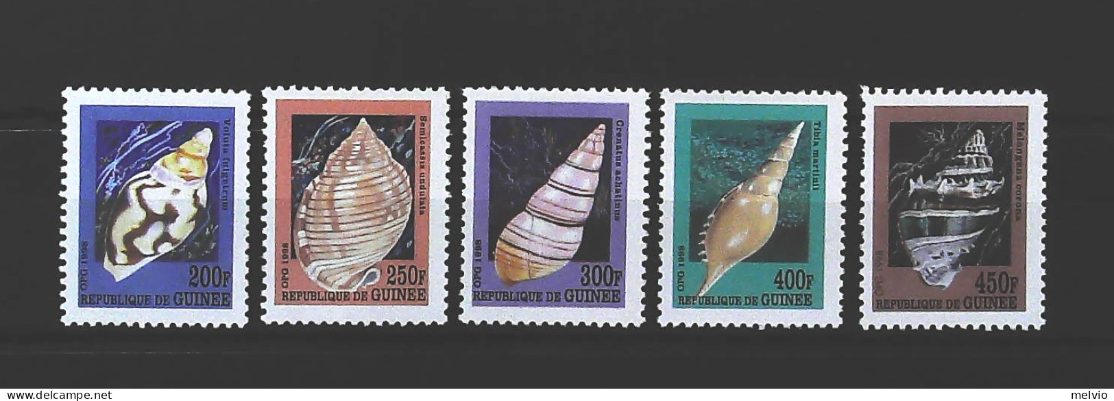 1998-Guinea (MNH=**) Serie 5 Valori Conchiglie - Guinea (1958-...)