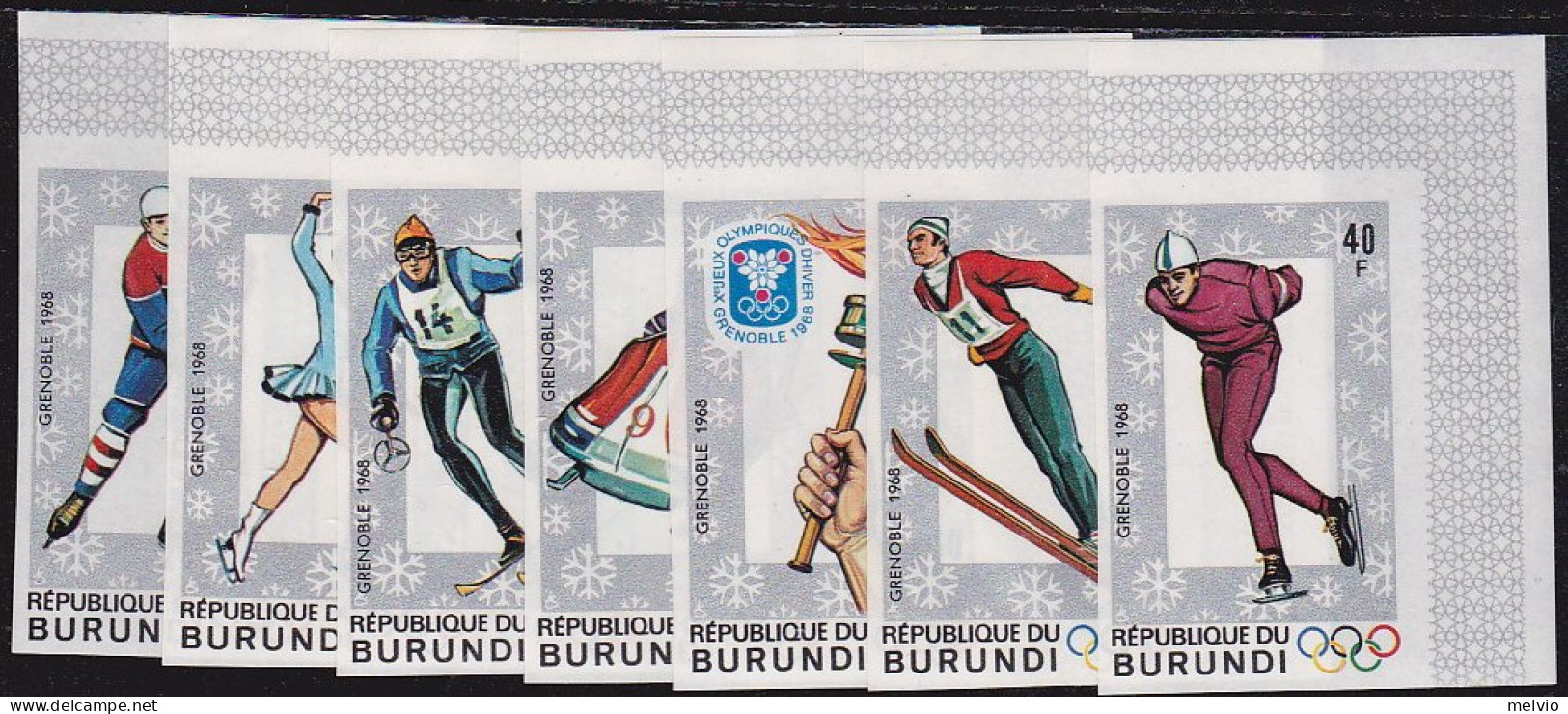 1968-Burundi (MNH=**) S.7v.non Dentellati,angolo Di Foglio "Olimpiade Invernale  - Other & Unclassified