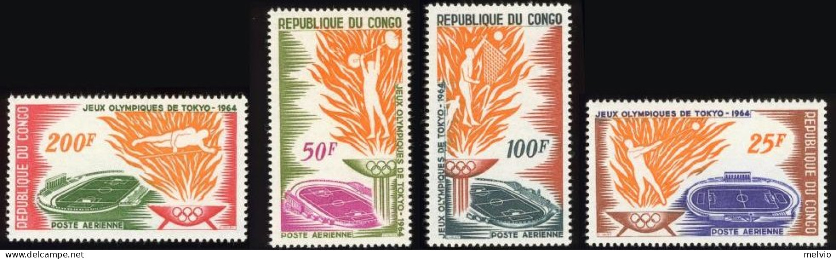 1964-Congo (MNH=**) S.4v." Olimpiadi Di Tokio"cat.Yvert 2013 Euro 8.25 - Other & Unclassified