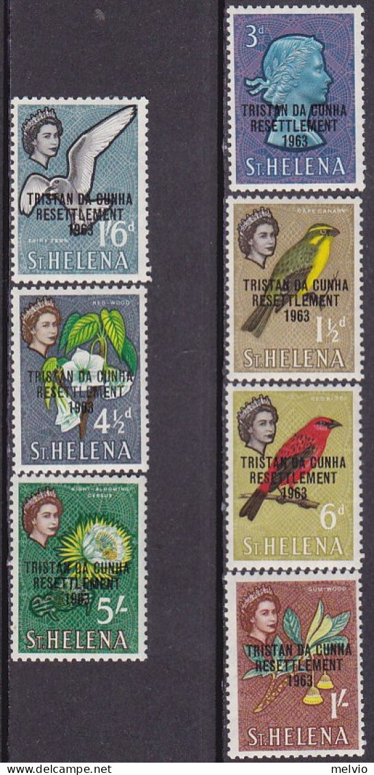 1963-Tristan Da Cunha (MNH=**) S.13v."flora E Fauna Di St.Helena Soprastampati R - Tristan Da Cunha