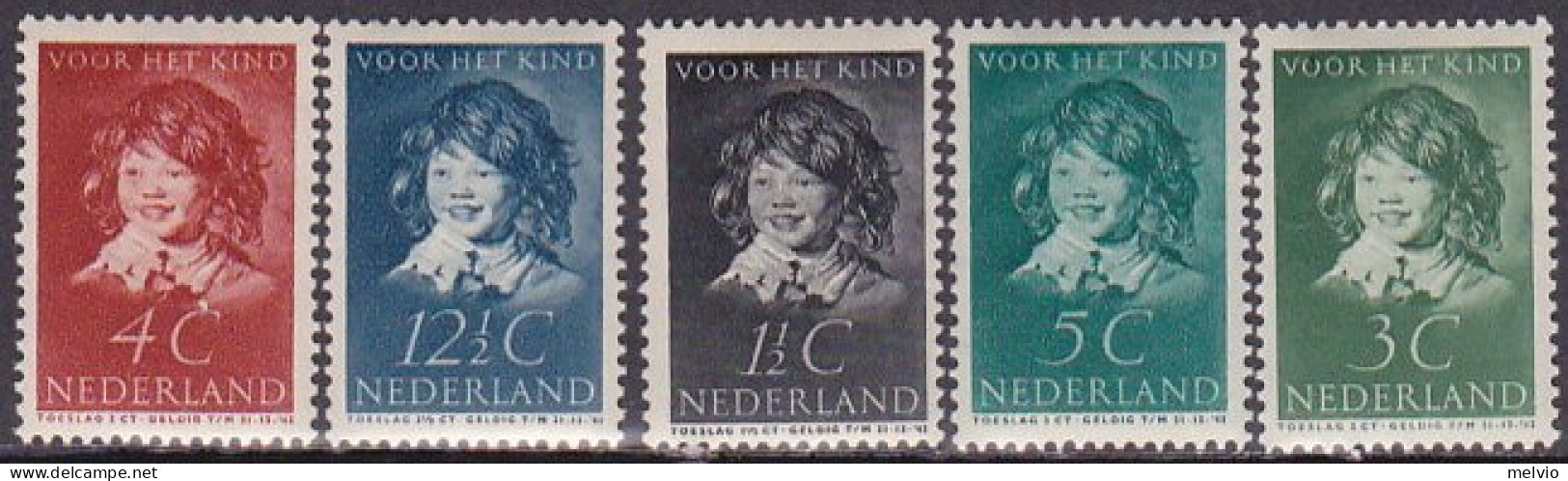 1937-Olanda (MLH=*) S.5v.con TL (light Hinge) "Pro Infanzia,ritratto Di Giovanet - Unused Stamps